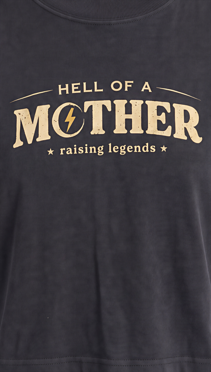 Hell of a Mother Crop Tee in Faded Black