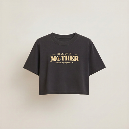 Hell of a Mother Crop Tee in Faded Black
