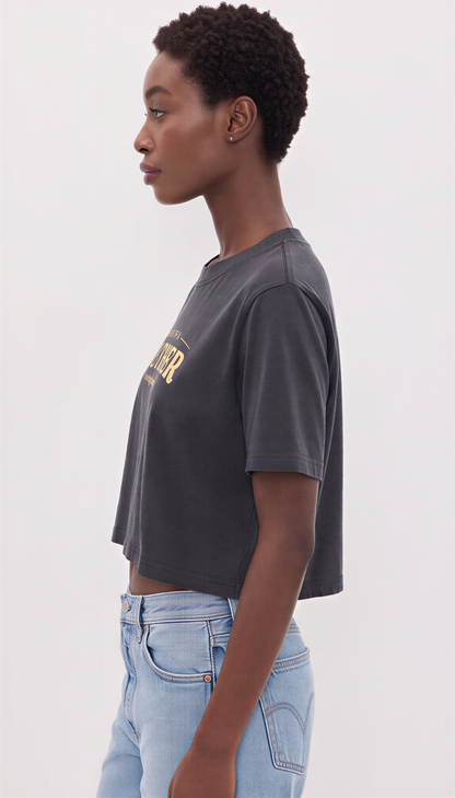 Hell of a Mother Crop Tee in Faded Black