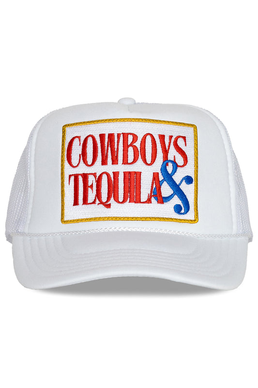 Cowboys & Tequila Trucker Hat in White