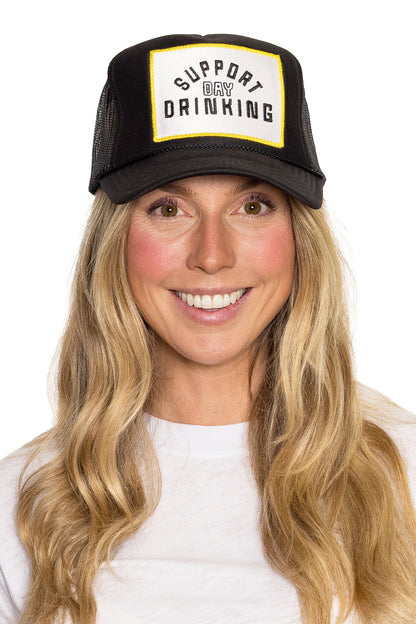 Support Day Drinking Trucker Hat 2.0 in Black