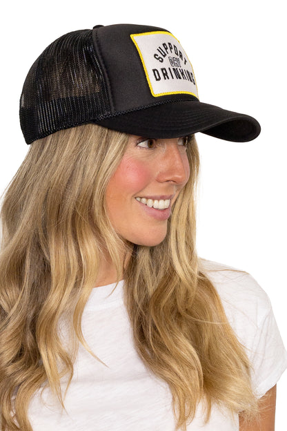 Support Day Drinking Trucker Hat 2.0 in Black
