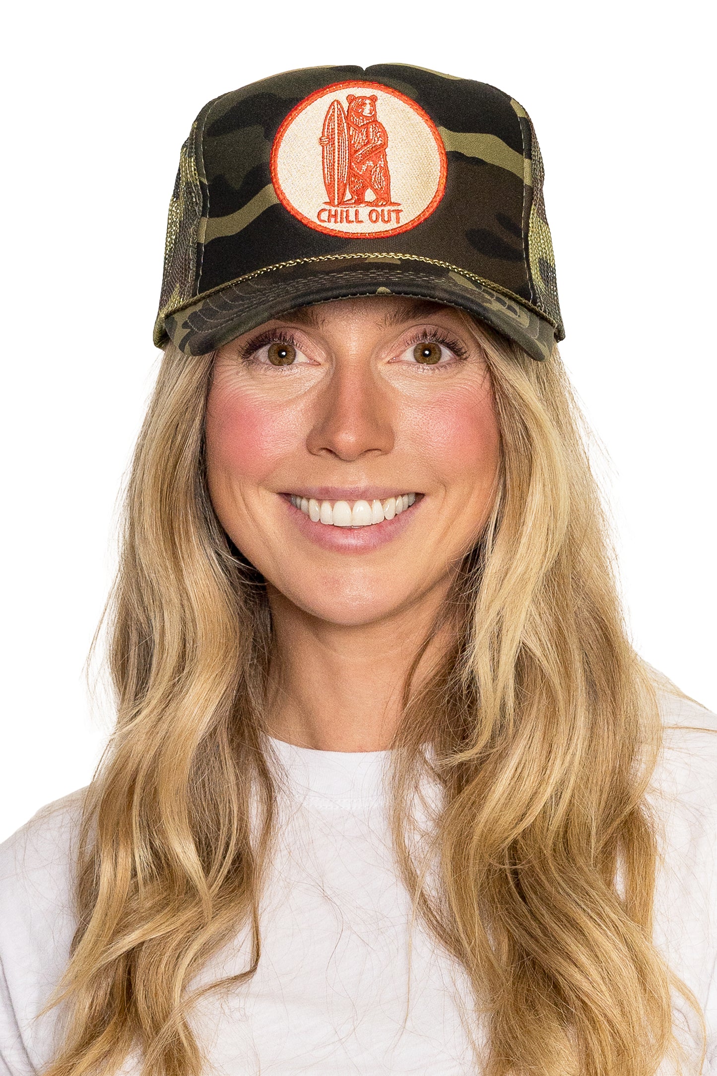 Chill Out Trucker Hat in Camo
