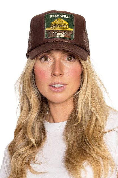 Stay Wild Trucker Hat in Brown