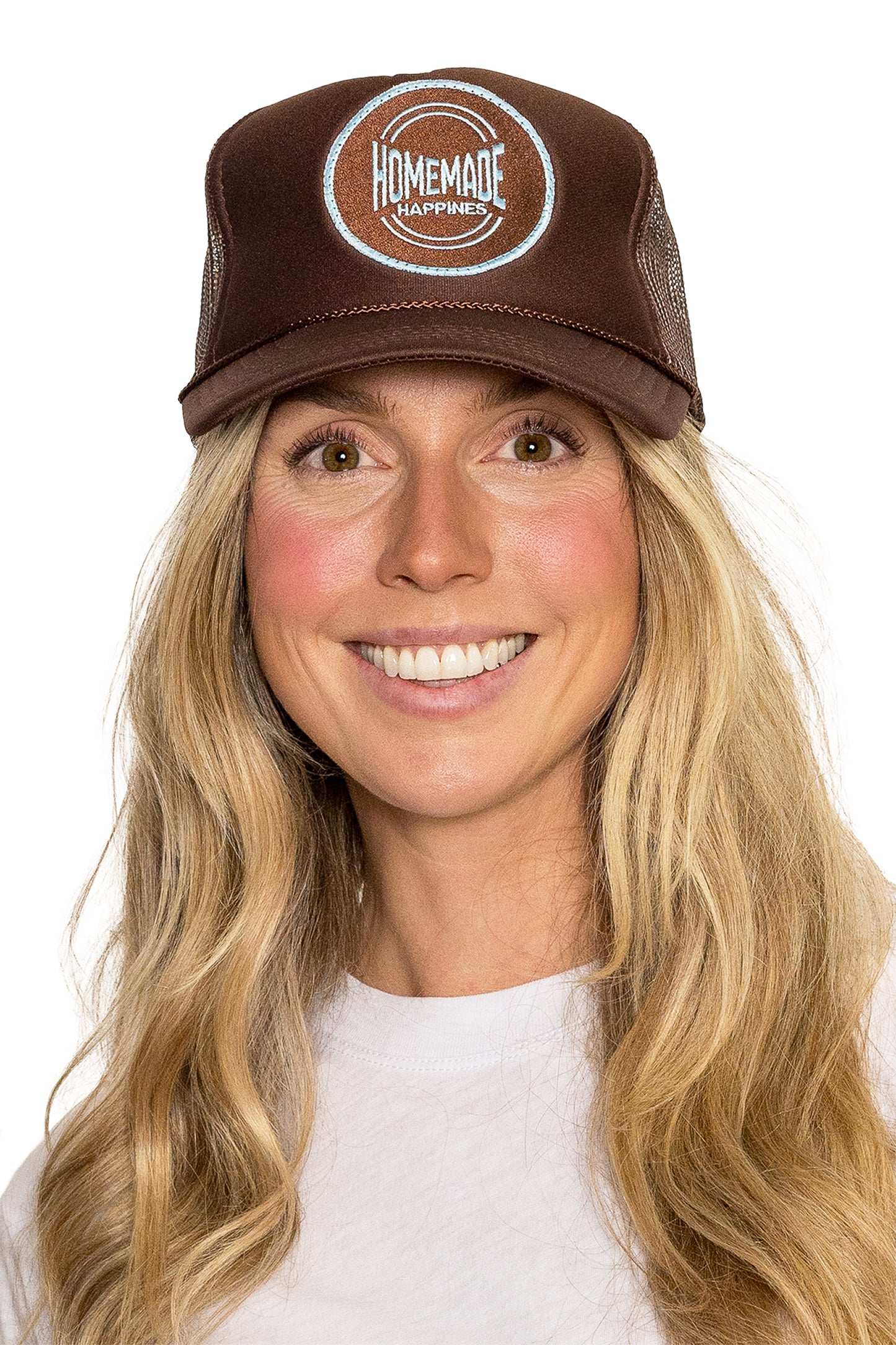 Homemade Happiness Trucker Hat in Brown