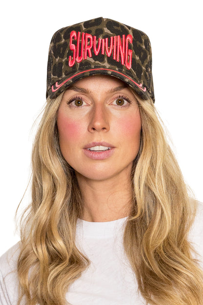 Surviving Snapback Hat in Leopard Red