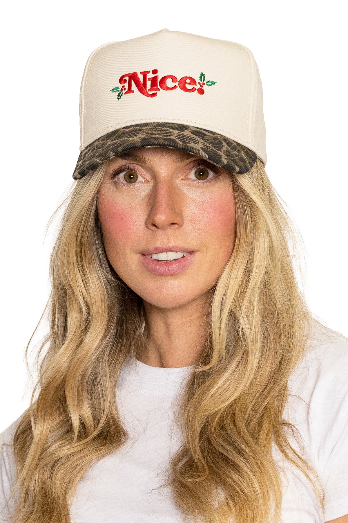 Nice Snapback Hat in Cream Leopard
