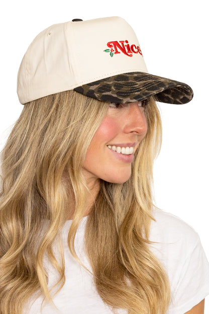 Nice Snapback Hat in Cream Leopard