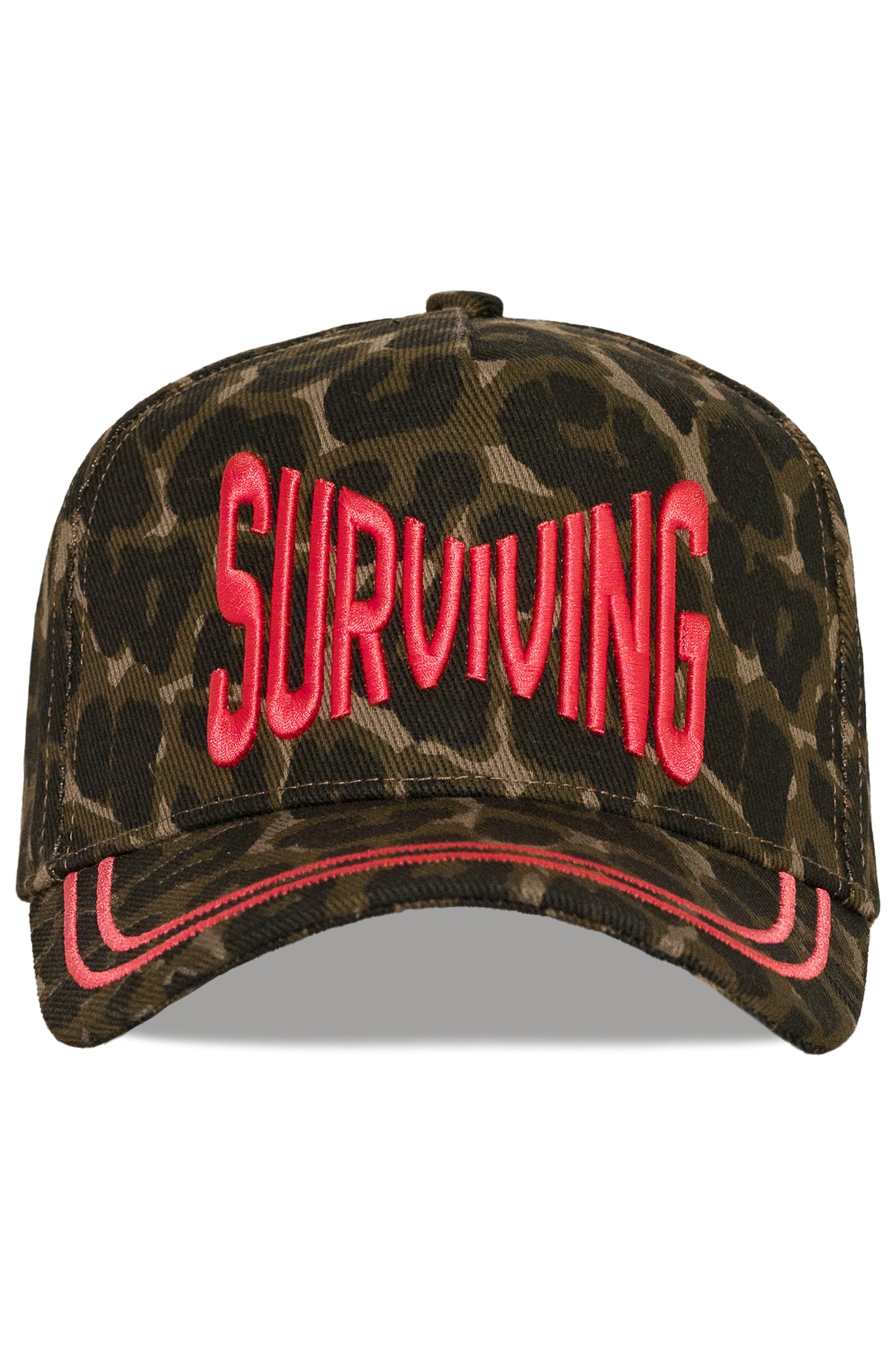 Surviving Snapback Hat in Leopard Red