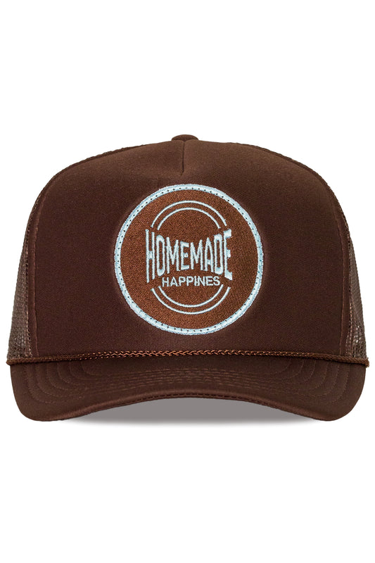 Homemade Happiness Trucker Hat in Brown