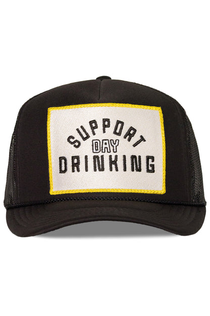 Support Day Drinking Trucker Hat 2.0 in Black