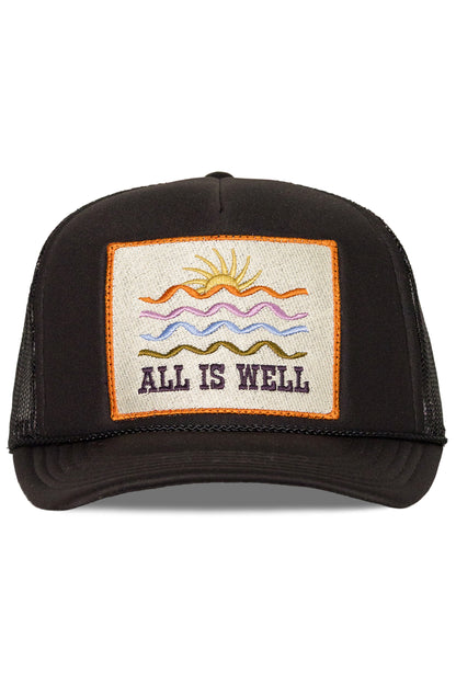 All Is Well Trucker Hat in Black