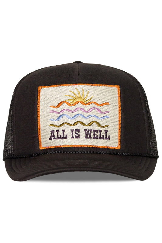 All Is Well Trucker Hat in Black