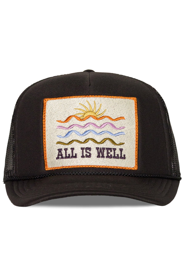 All Is Well Trucker Hat in Black