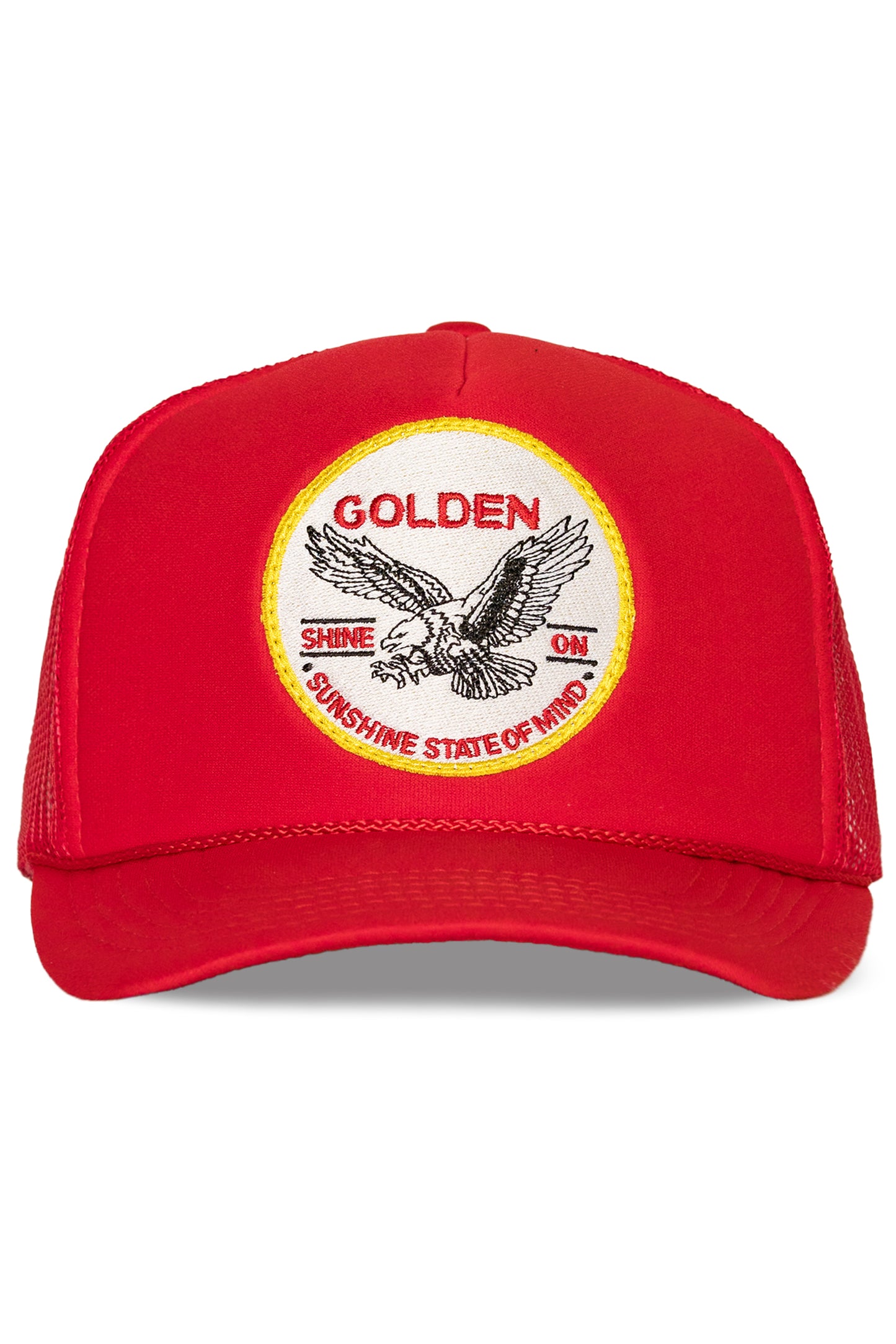 Golden Sunshine State of Mind Trucker Hat in Red