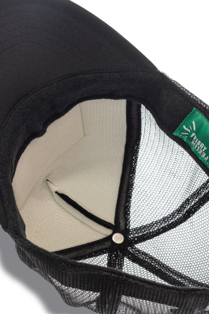 Take A Hike Sun Trucker Hat in Black