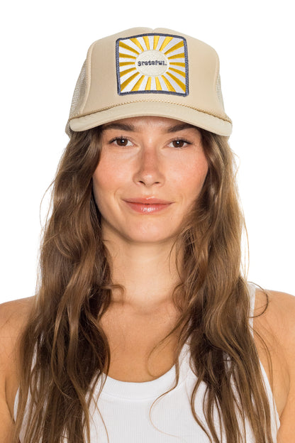 Grateful Trucker Hat in Tan