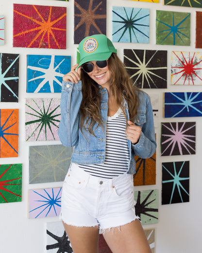 Explore Your World Trucker Hat in Cactus Green