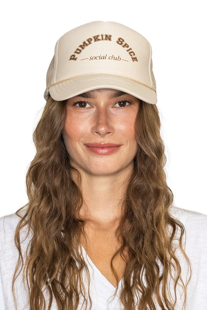 Pumpkin Spice Trucker Hat in Tan