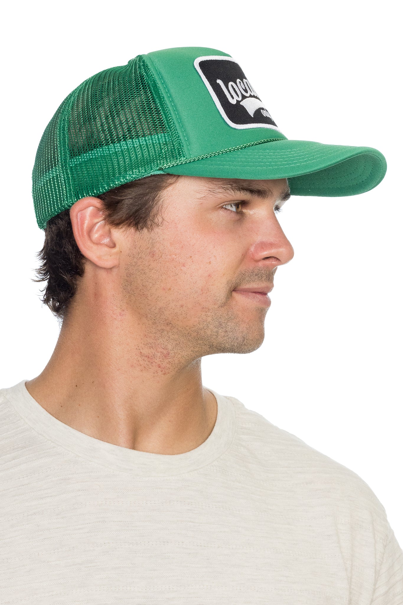 Locals Only Script Trucker Hat in Green