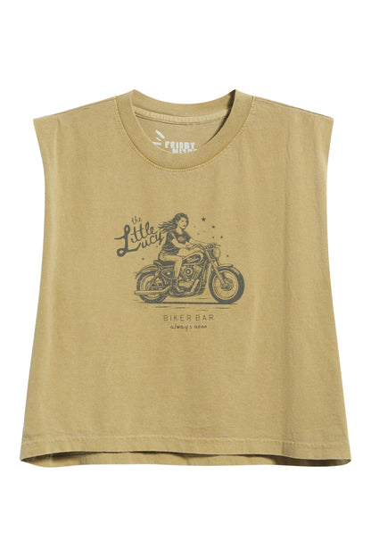 Little Lucy Biker Bar Muscle Tank in Olive
