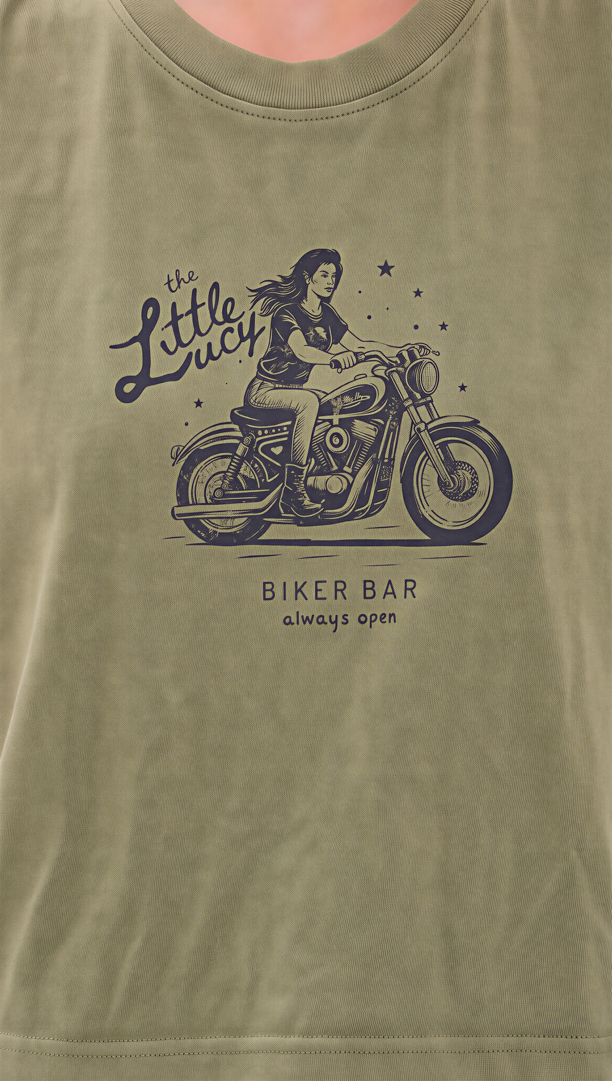 Little Lucy Biker Bar Muscle Tank in Olive