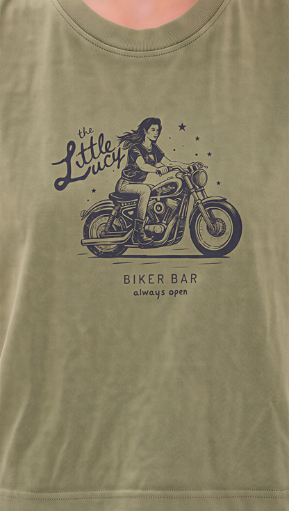 Little Lucy Biker Bar Muscle Tank in Olive