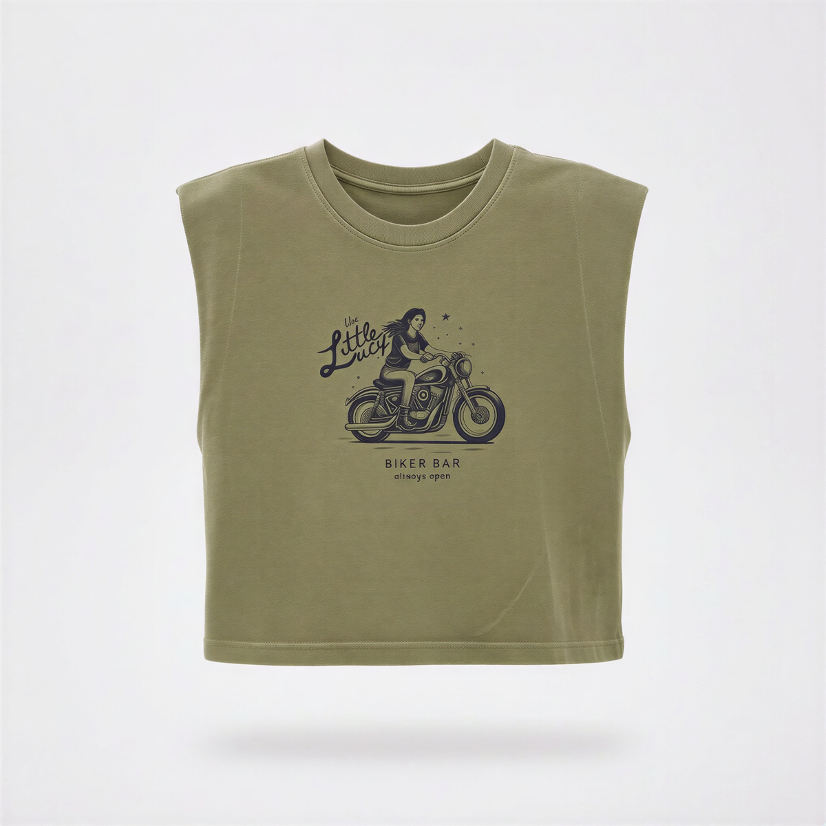 Little Lucy Biker Bar Muscle Tank in Olive