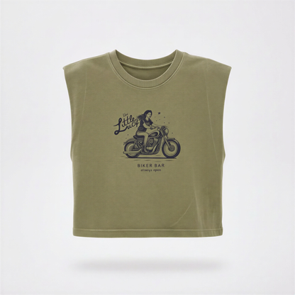 Little Lucy Biker Bar Muscle Tank in Olive