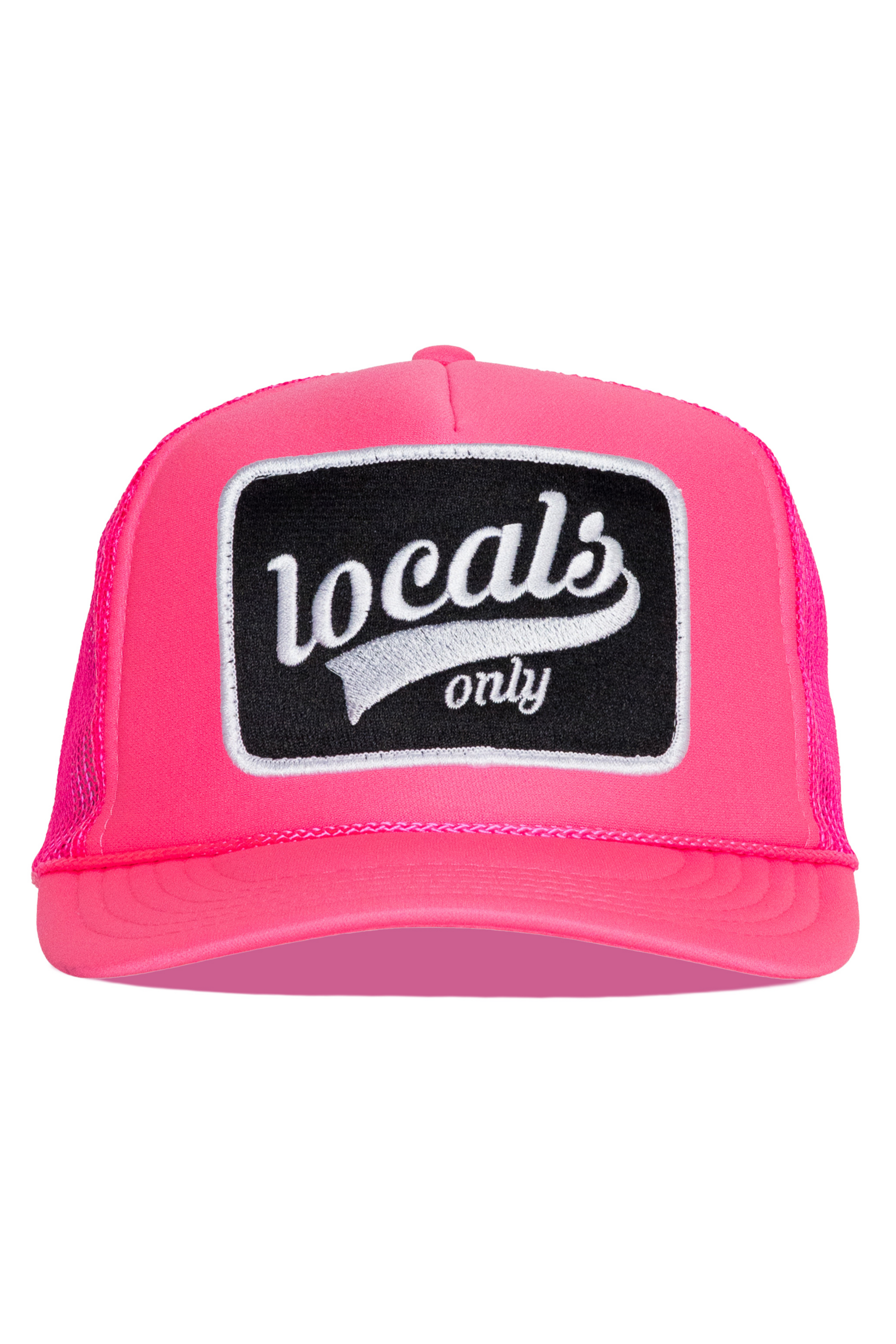 Locals Only Script Trucker Hat in Pink