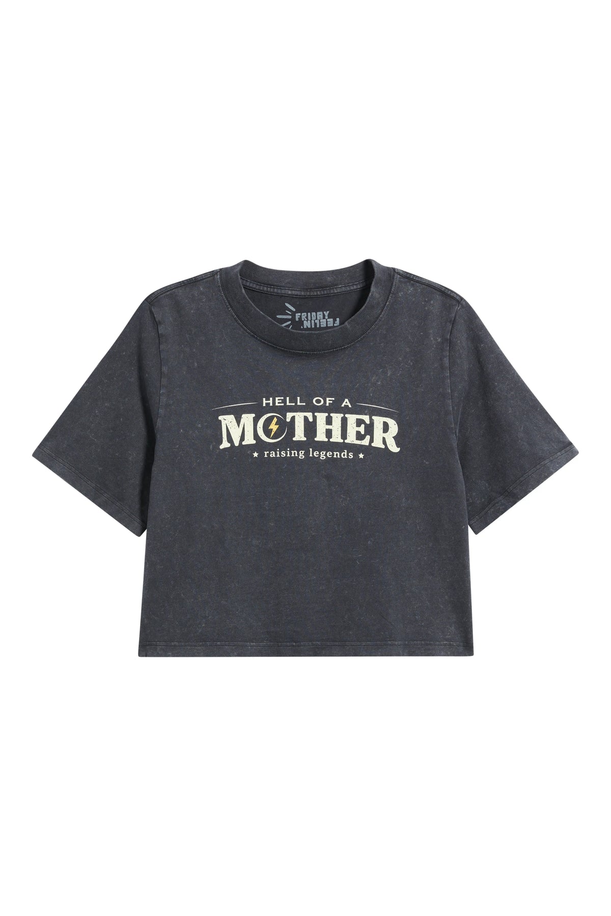 Hell of a Mother Crop Tee in Faded Black