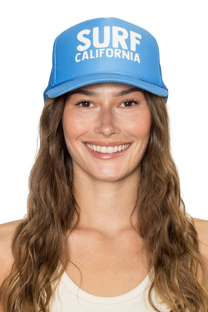 Surf California Trucker Hat in Blue with White