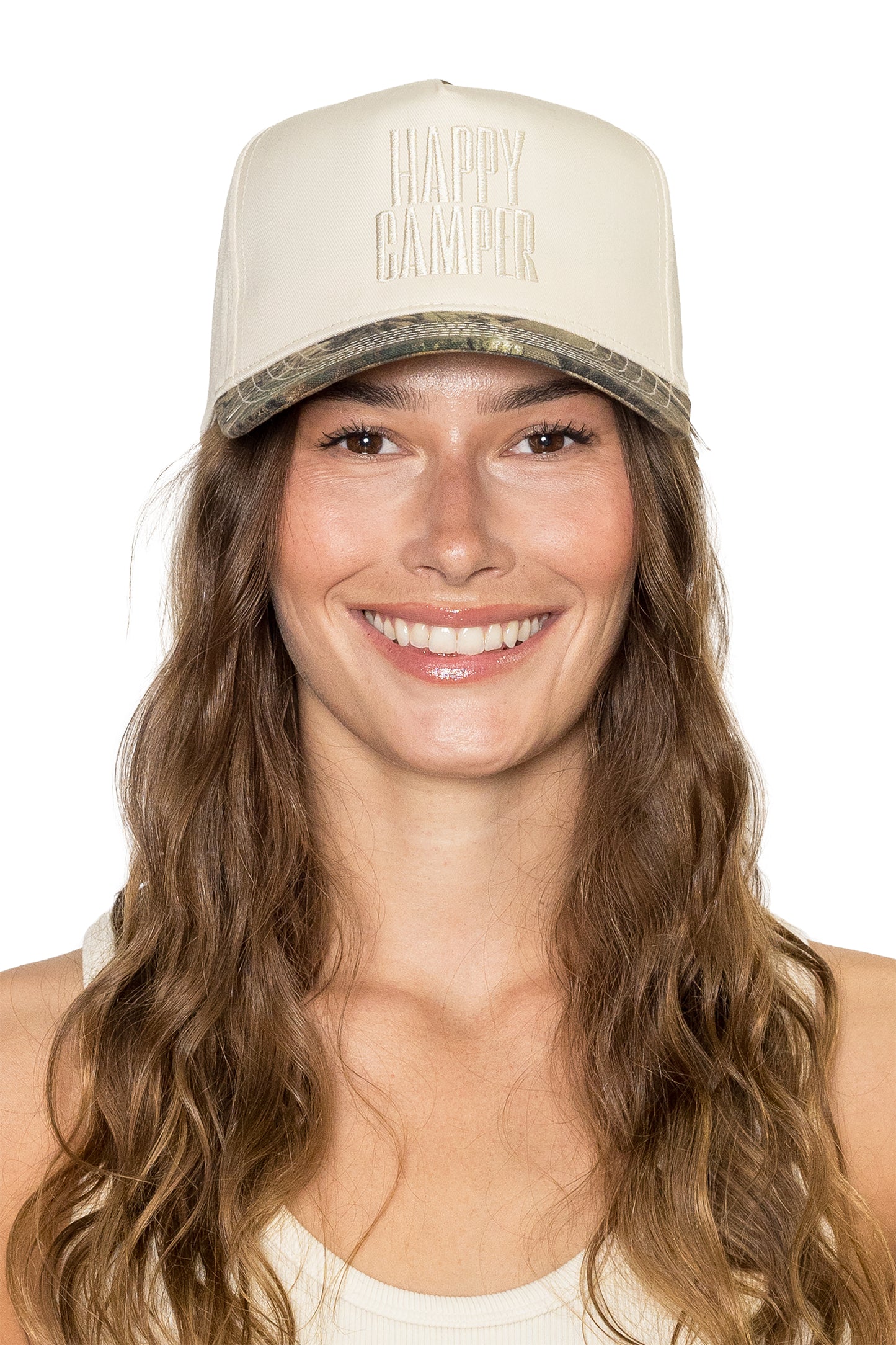 Happy Camper Snapback Hat in Camo