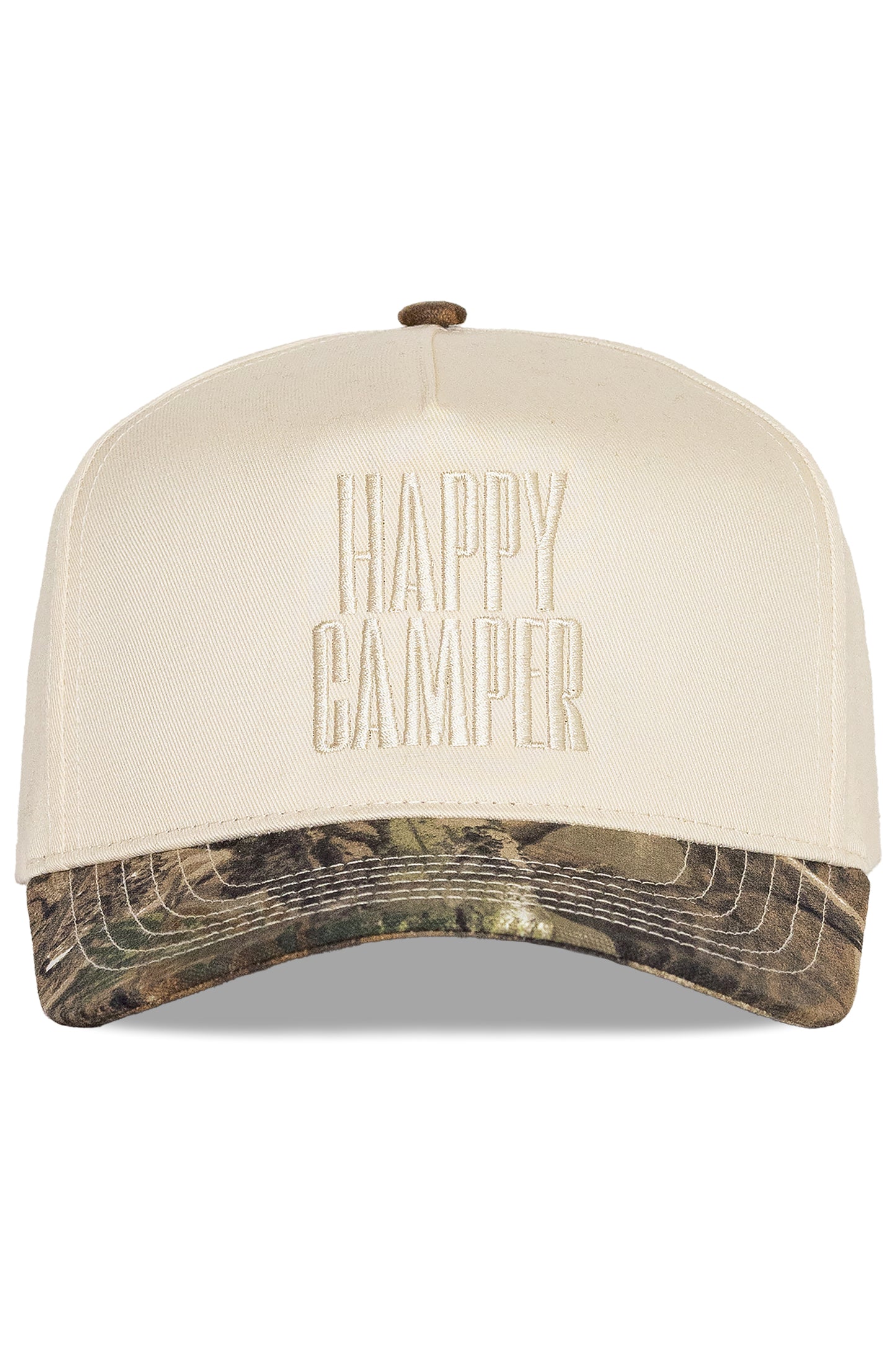 Happy Camper Snapback Hat in Camo