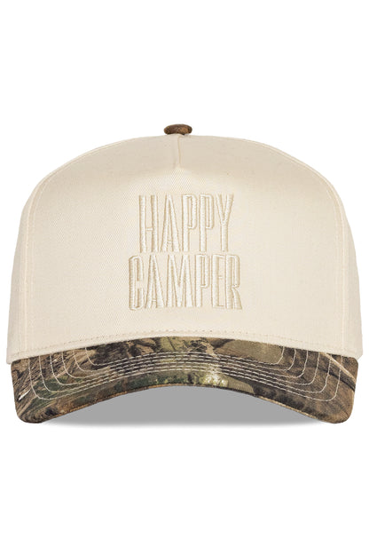 Happy Camper Snapback Hat in Camo