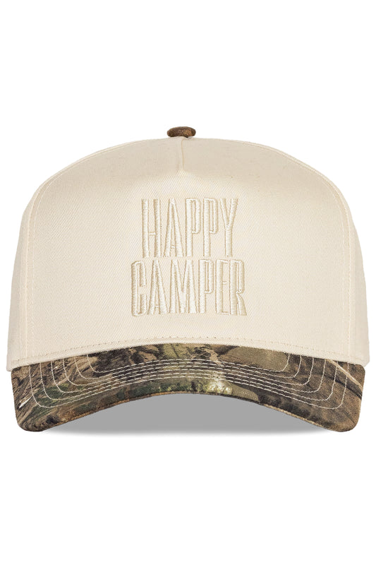 Happy Camper Snapback Hat in Camo