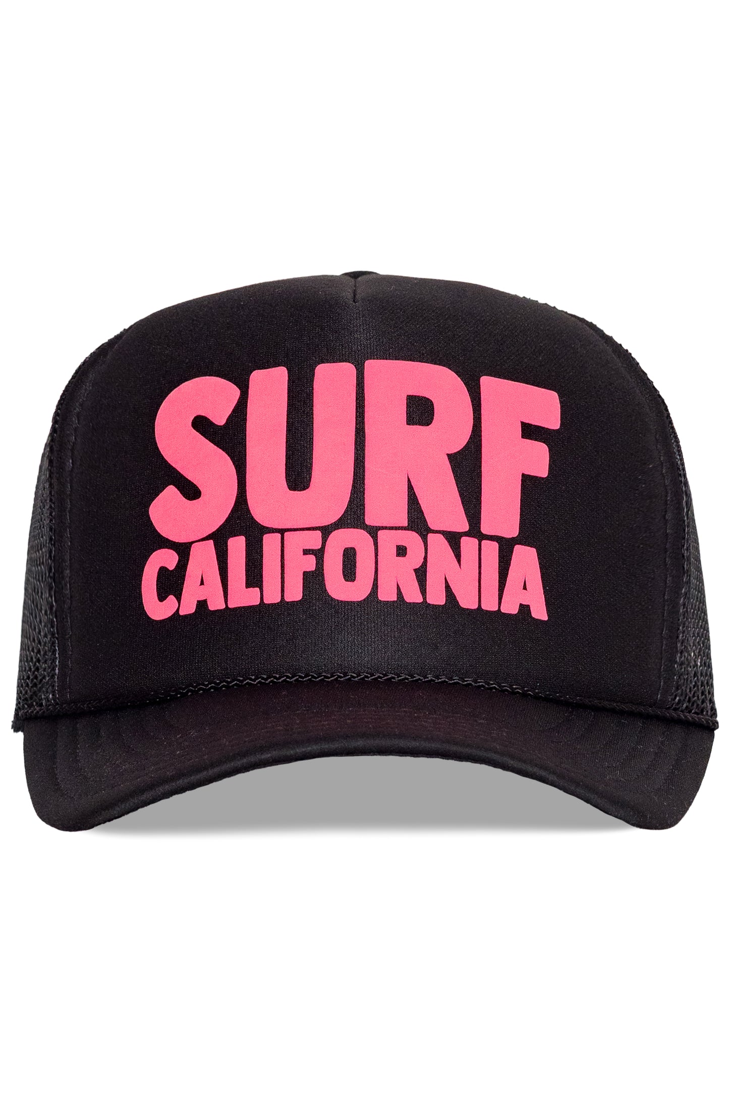 Surf California Trucker Hat in Black with Pink