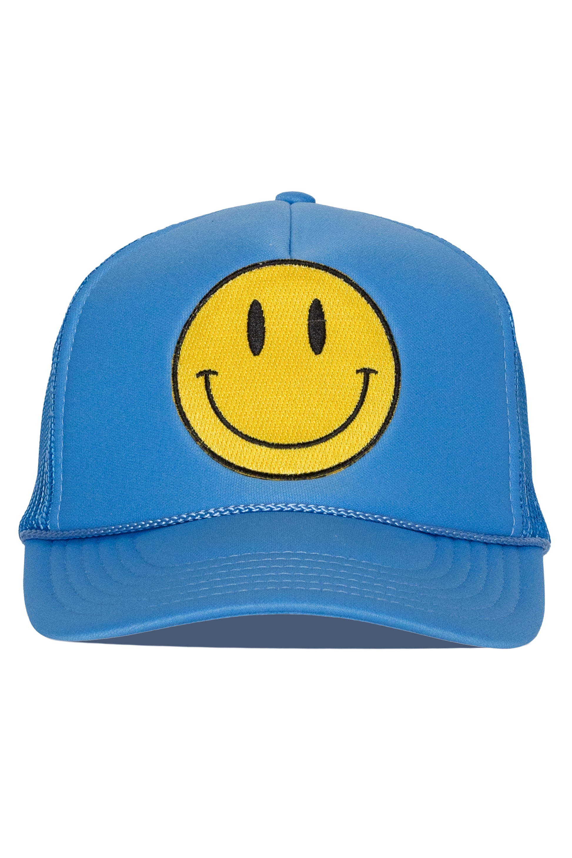 Happy Face Trucker Hat in Blue