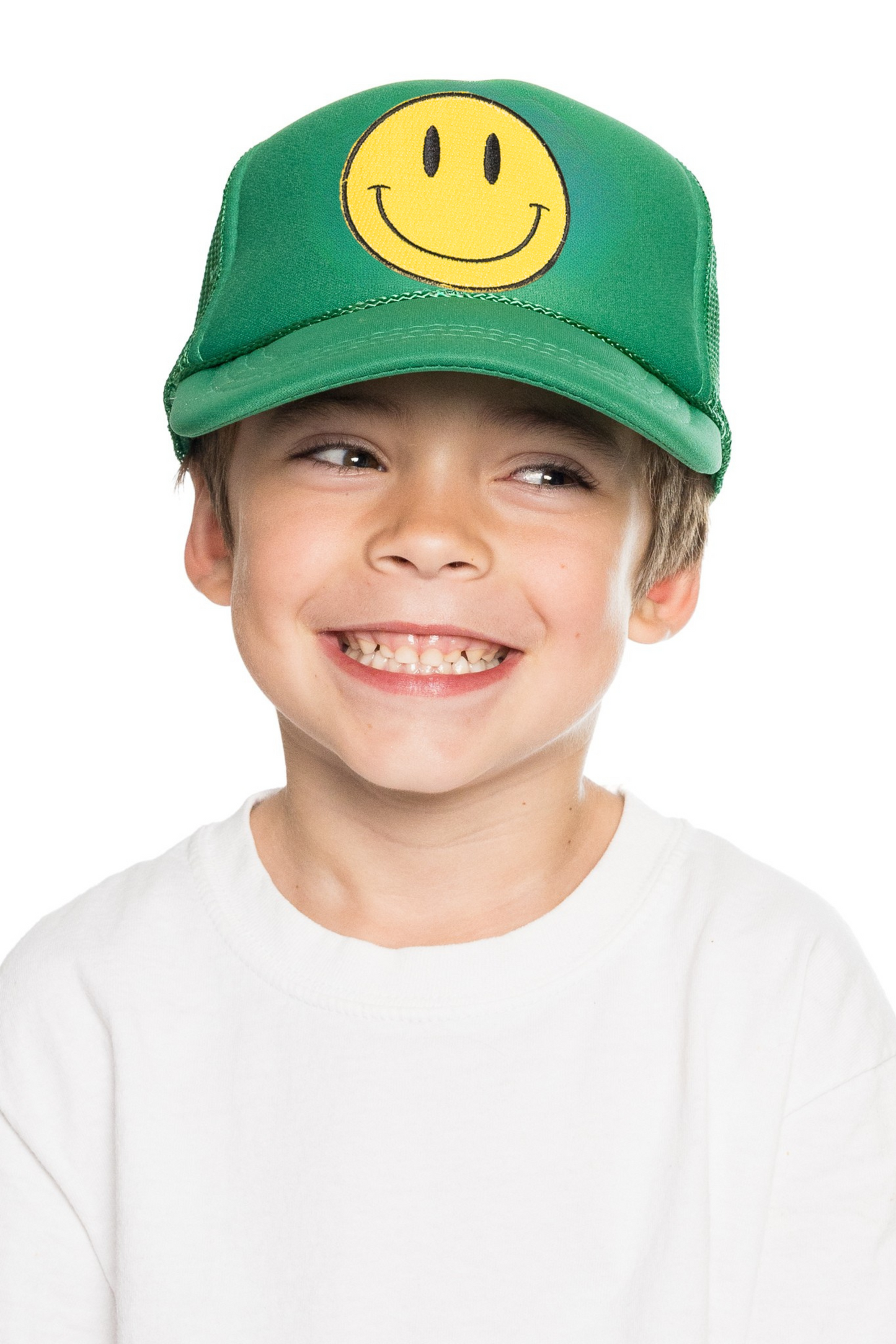 Youth Smiley Trucker Hat in Green