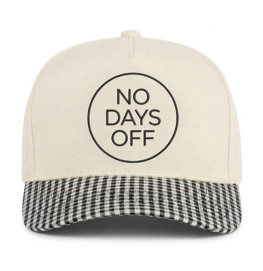 No Days Off Trucker Hat Black/White Gingham