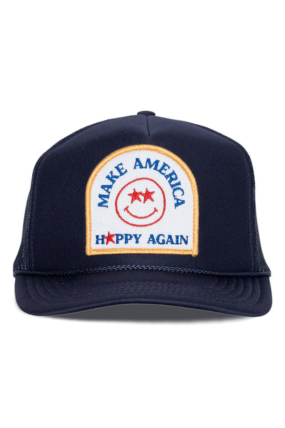 Make America Happy Again Trucker Hat in Navy