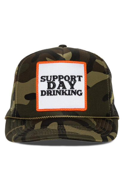 Support Day Drinking Trucker Hat in Camo