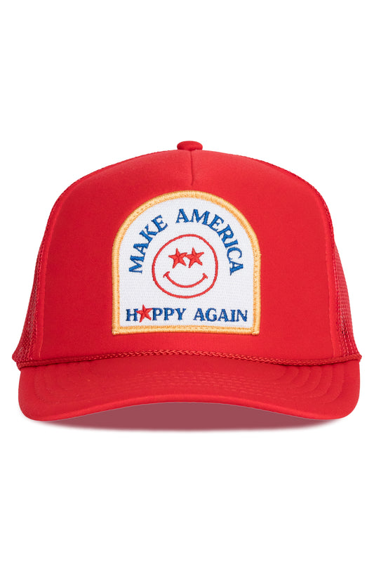 Make America Happy Again Trucker Hat in Red