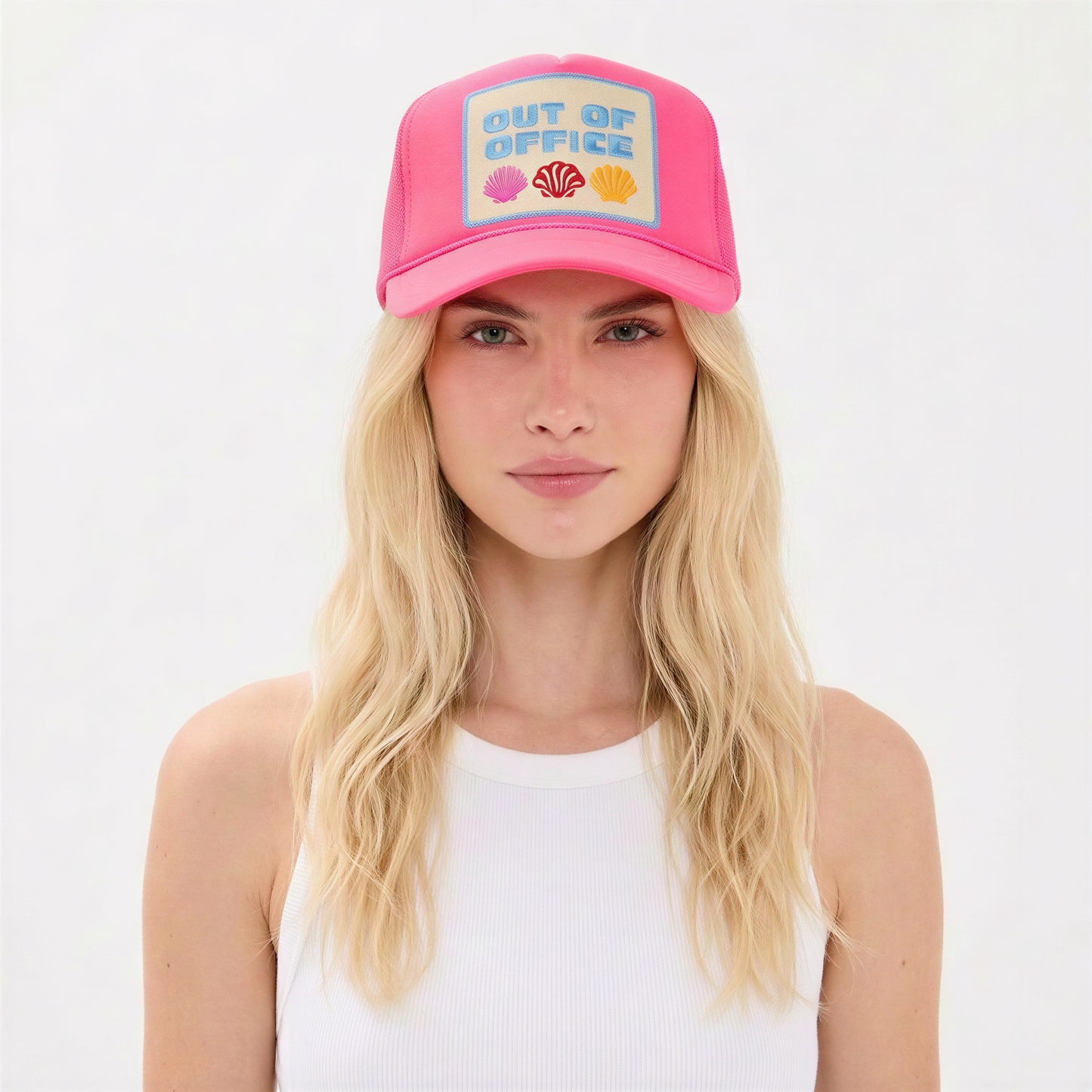 Out Of Office Trucker Hat in Pink