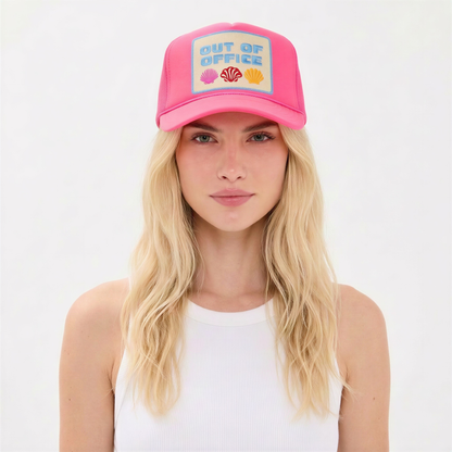 Out Of Office Trucker Hat in Pink