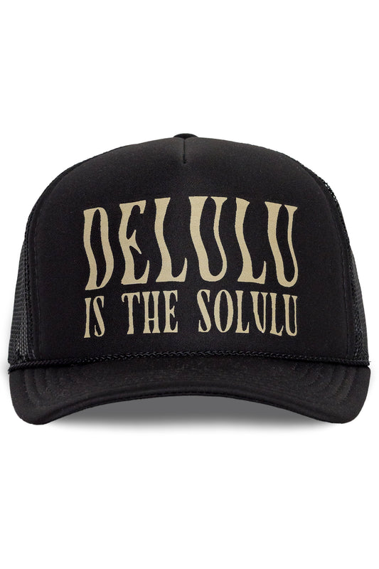 Delulu is the Solulu Trucker Hat Black