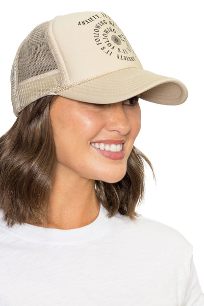 My Anxiety is following me Trucker Hat in Tan