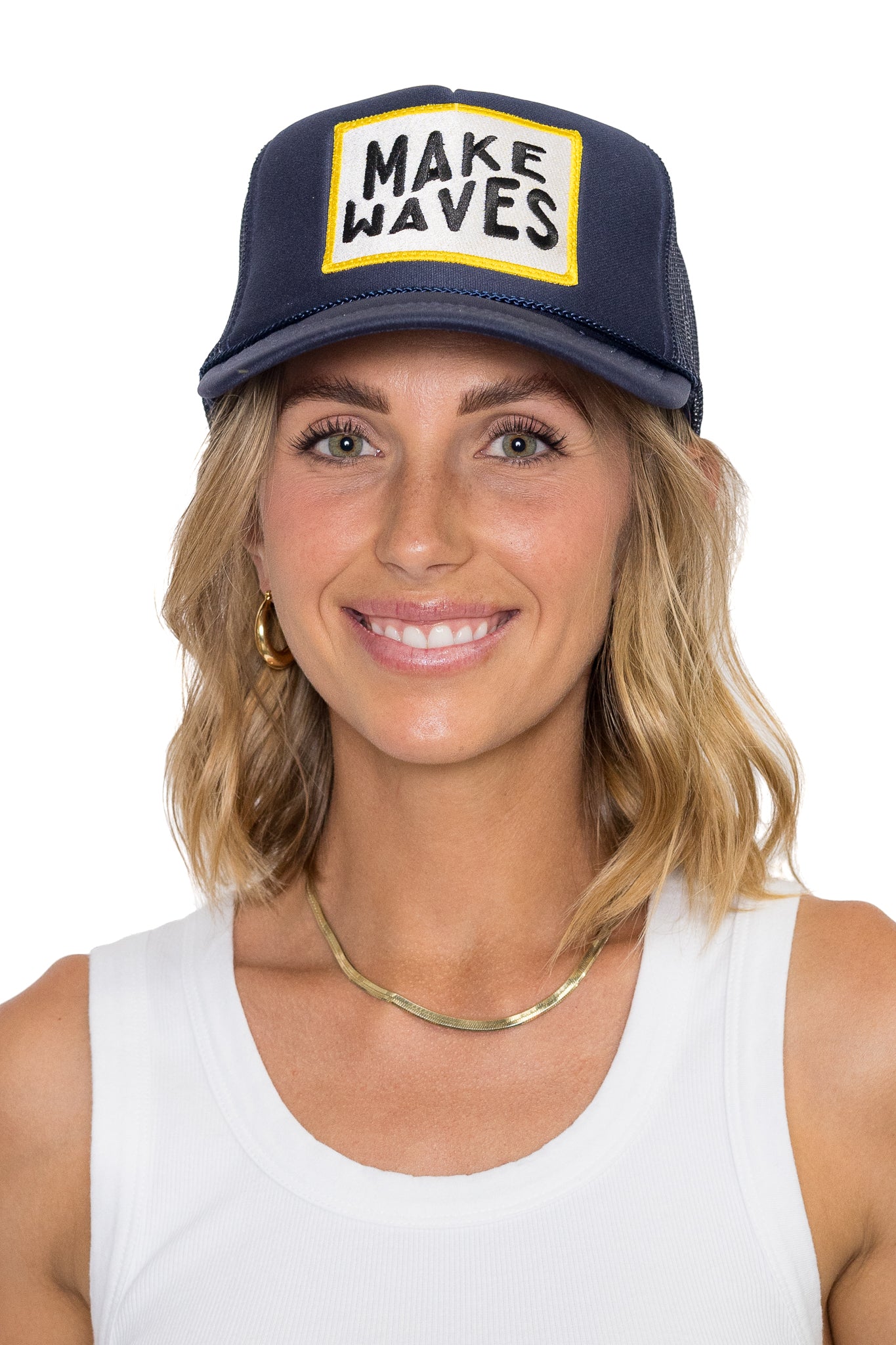 Make Waves Trucker Hat in Navy