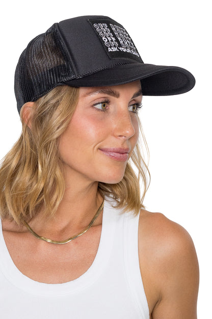 Off Duty Ask Your Dad Trucker Hat in Black