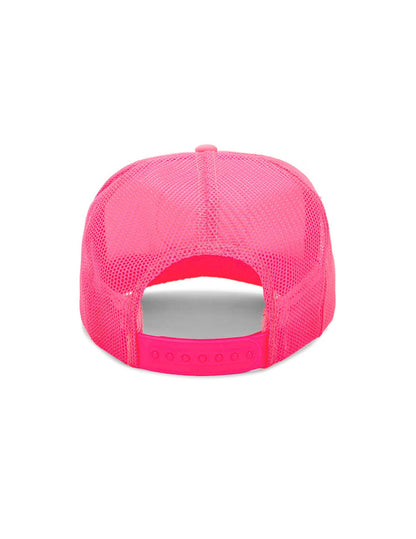 Surf California Trucker Hat in Neon Pink with White